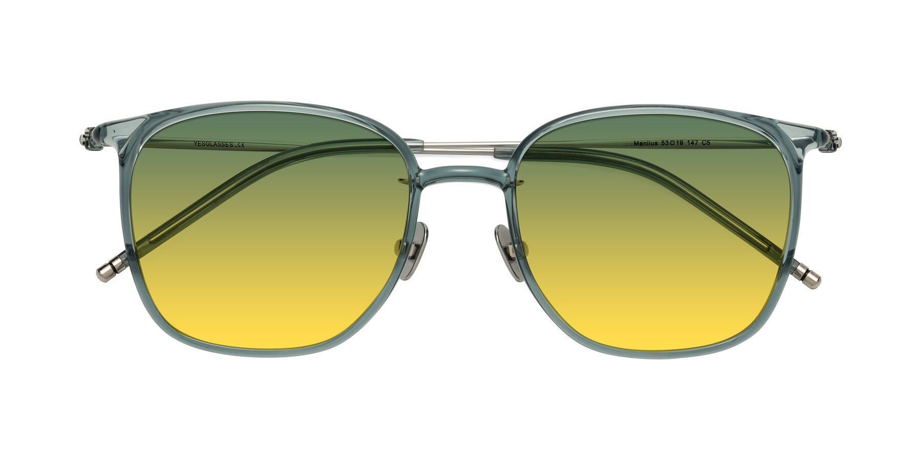Folded Front of Manlius in Teal with Green / Yellow Gradient Lenses