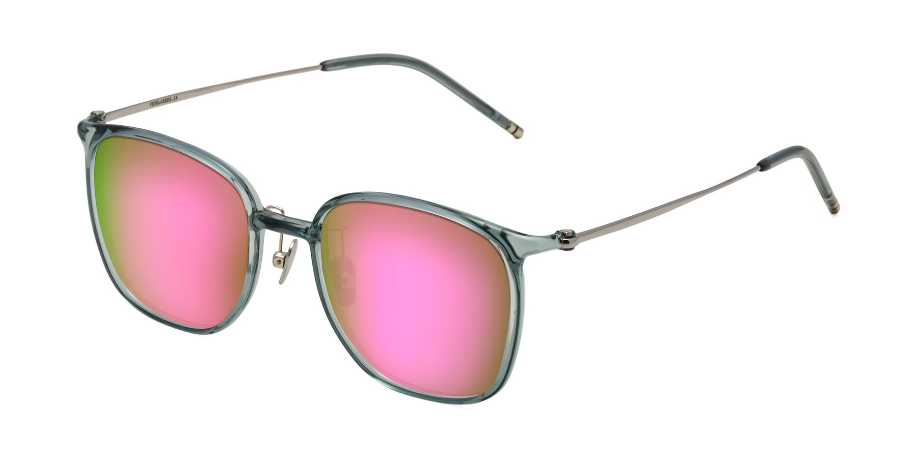 Angle of Manlius in Teal with Pink Mirrored Lenses