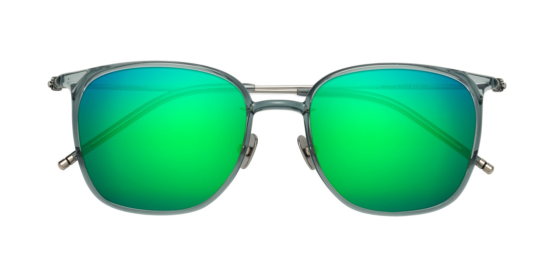 Folded Front of Manlius in Teal with Green Mirrored Lenses