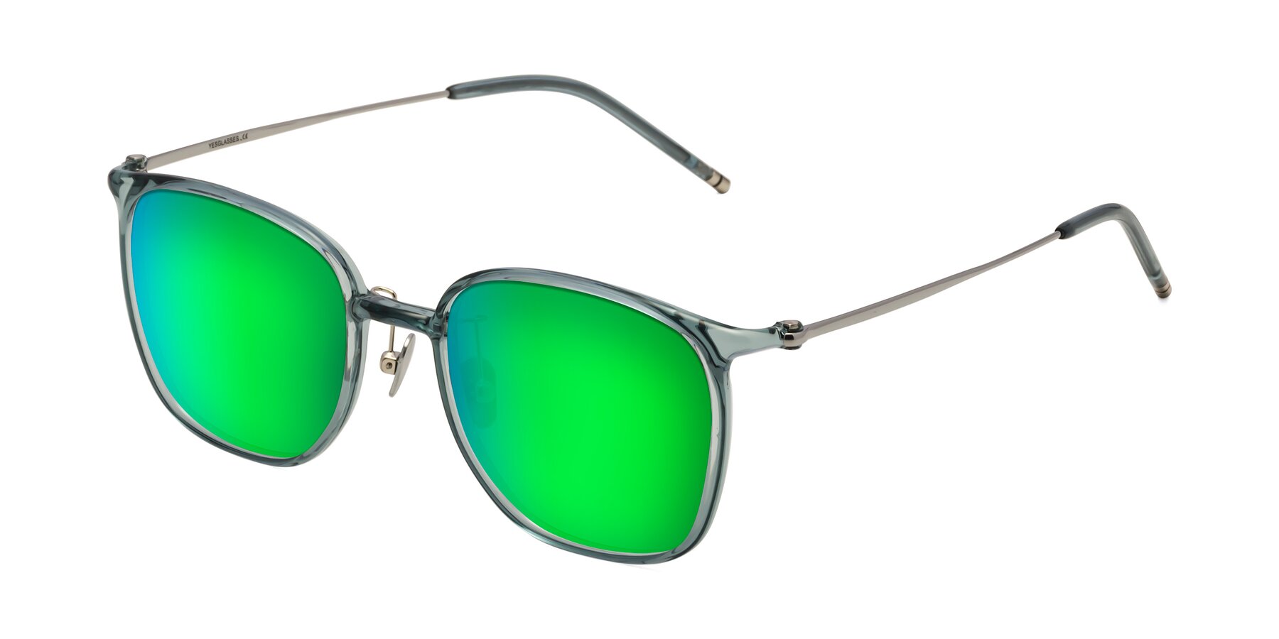 Angle of Manlius in Teal with Green Mirrored Lenses