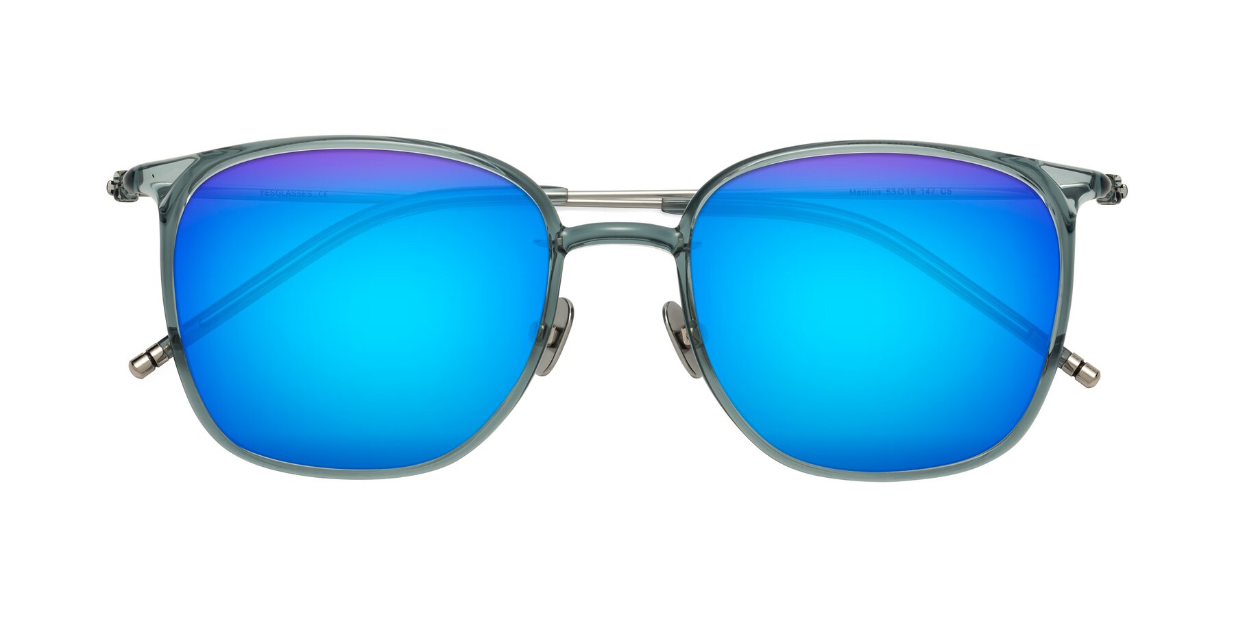 Folded Front of Manlius in Teal with Blue Mirrored Lenses