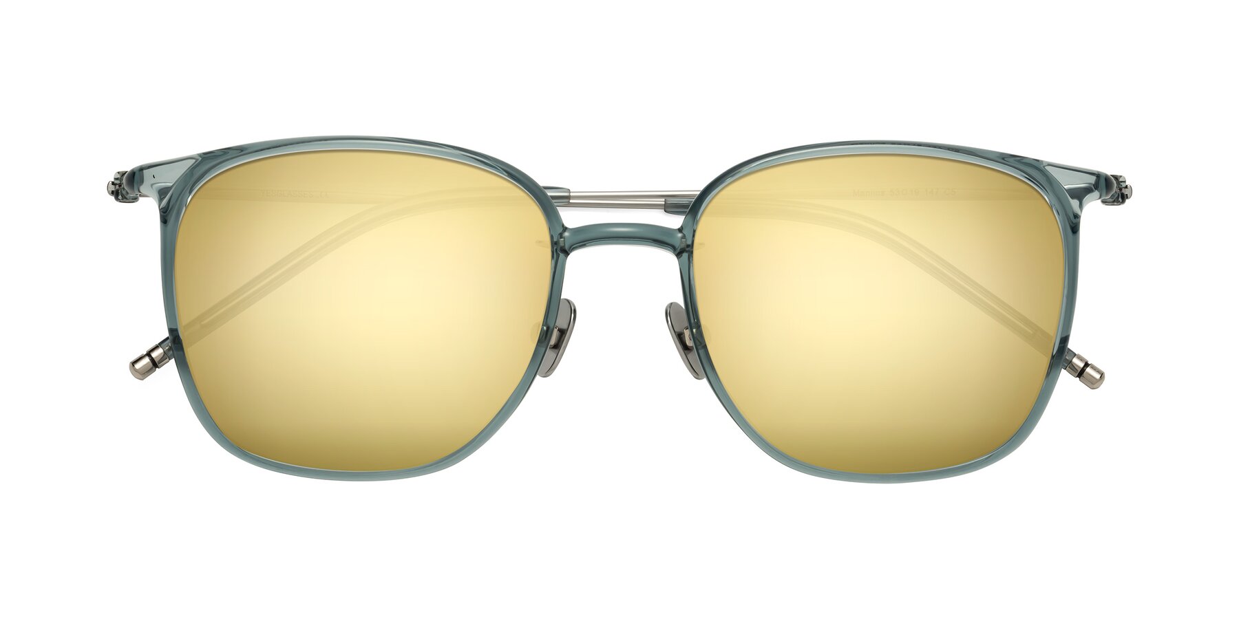 Folded Front of Manlius in Teal with Gold Mirrored Lenses