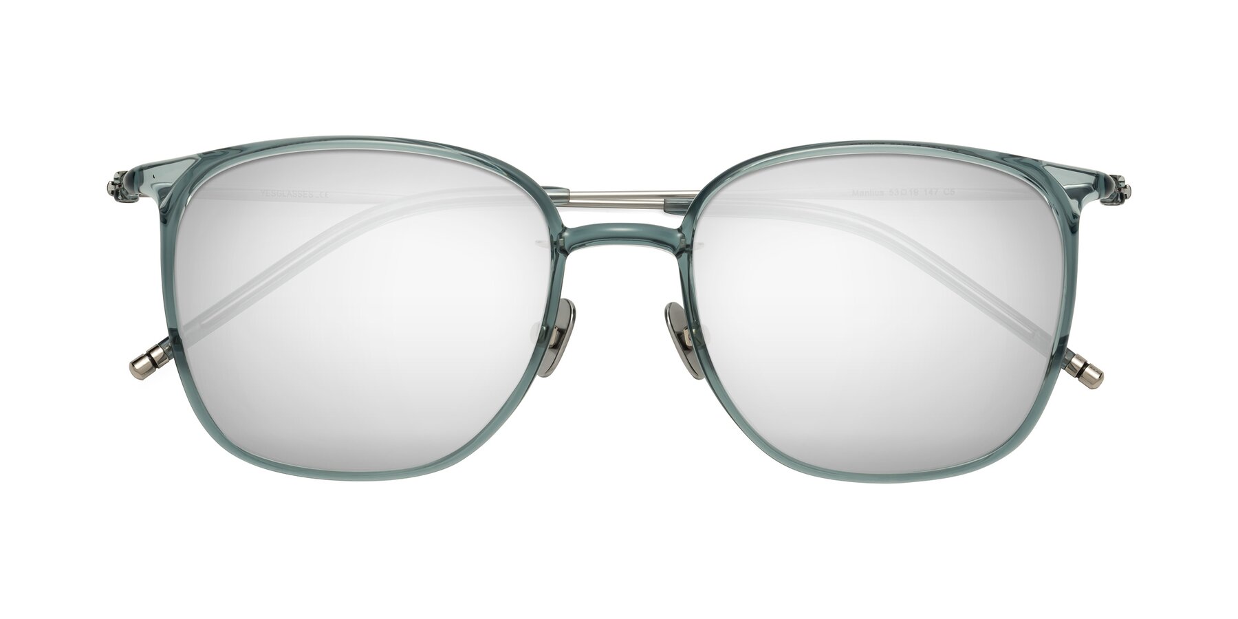 Folded Front of Manlius in Teal with Silver Mirrored Lenses