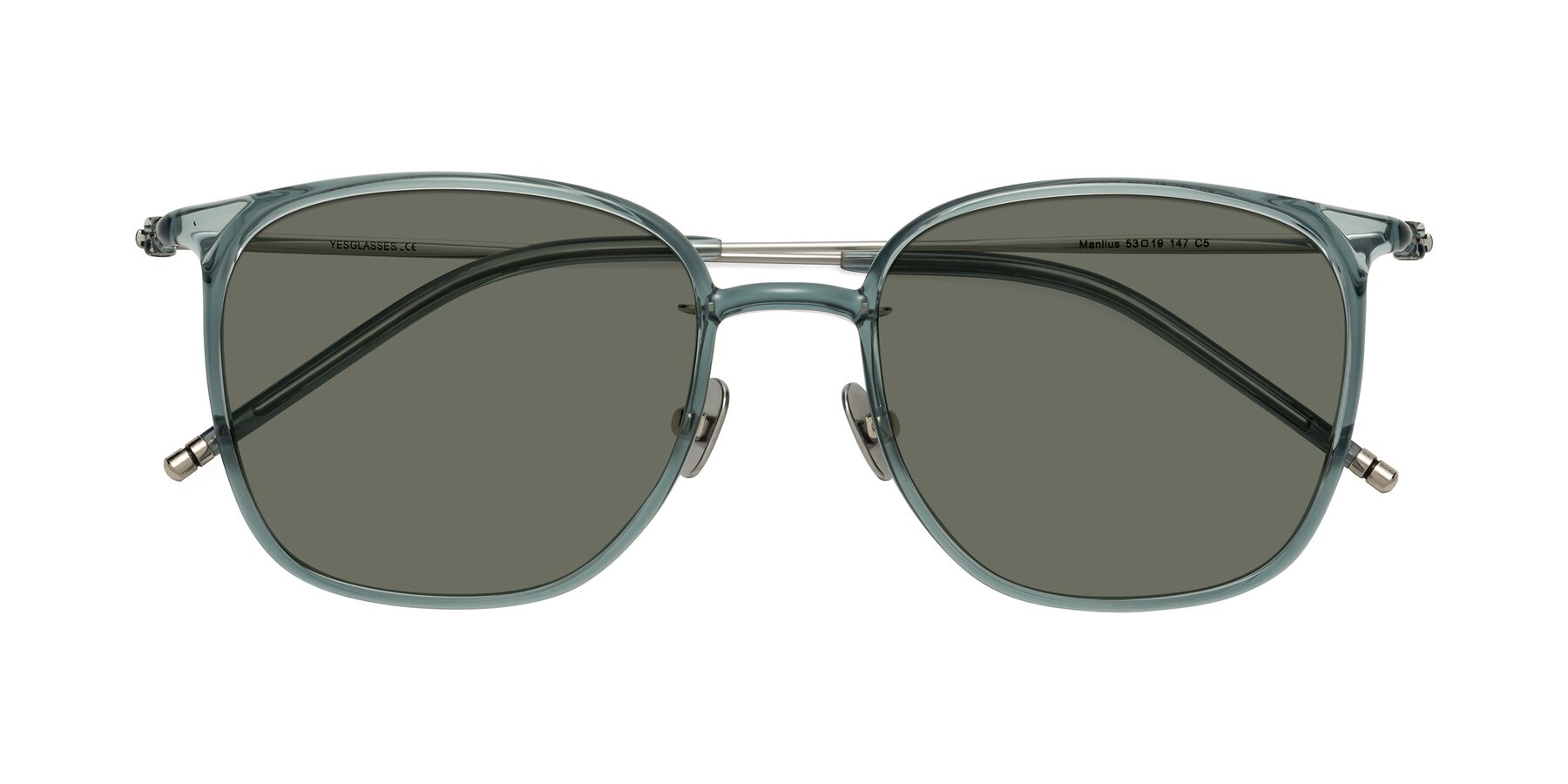 Folded Front of Manlius in Teal with Gray Polarized Lenses