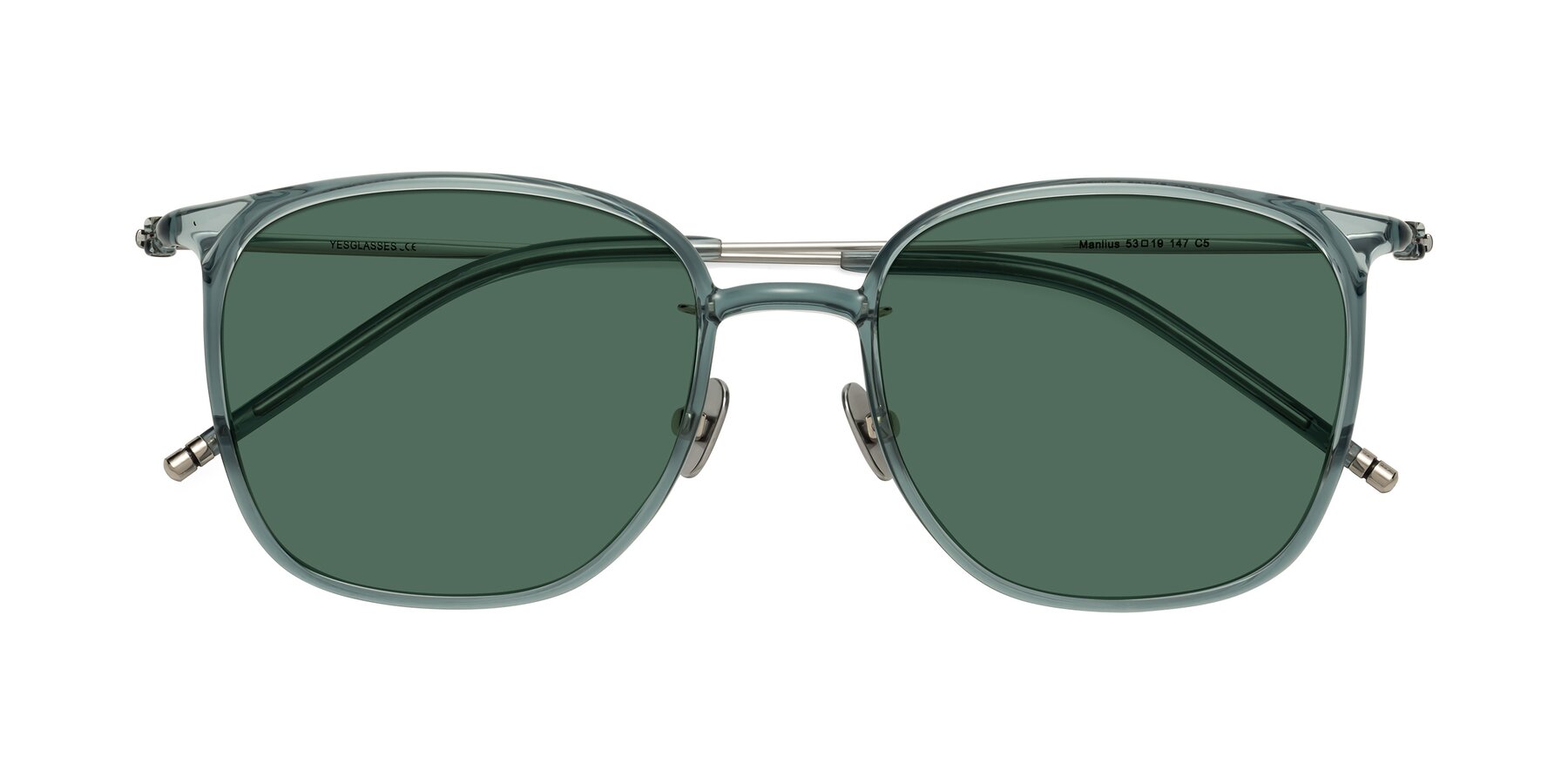 Folded Front of Manlius in Teal with Green Polarized Lenses