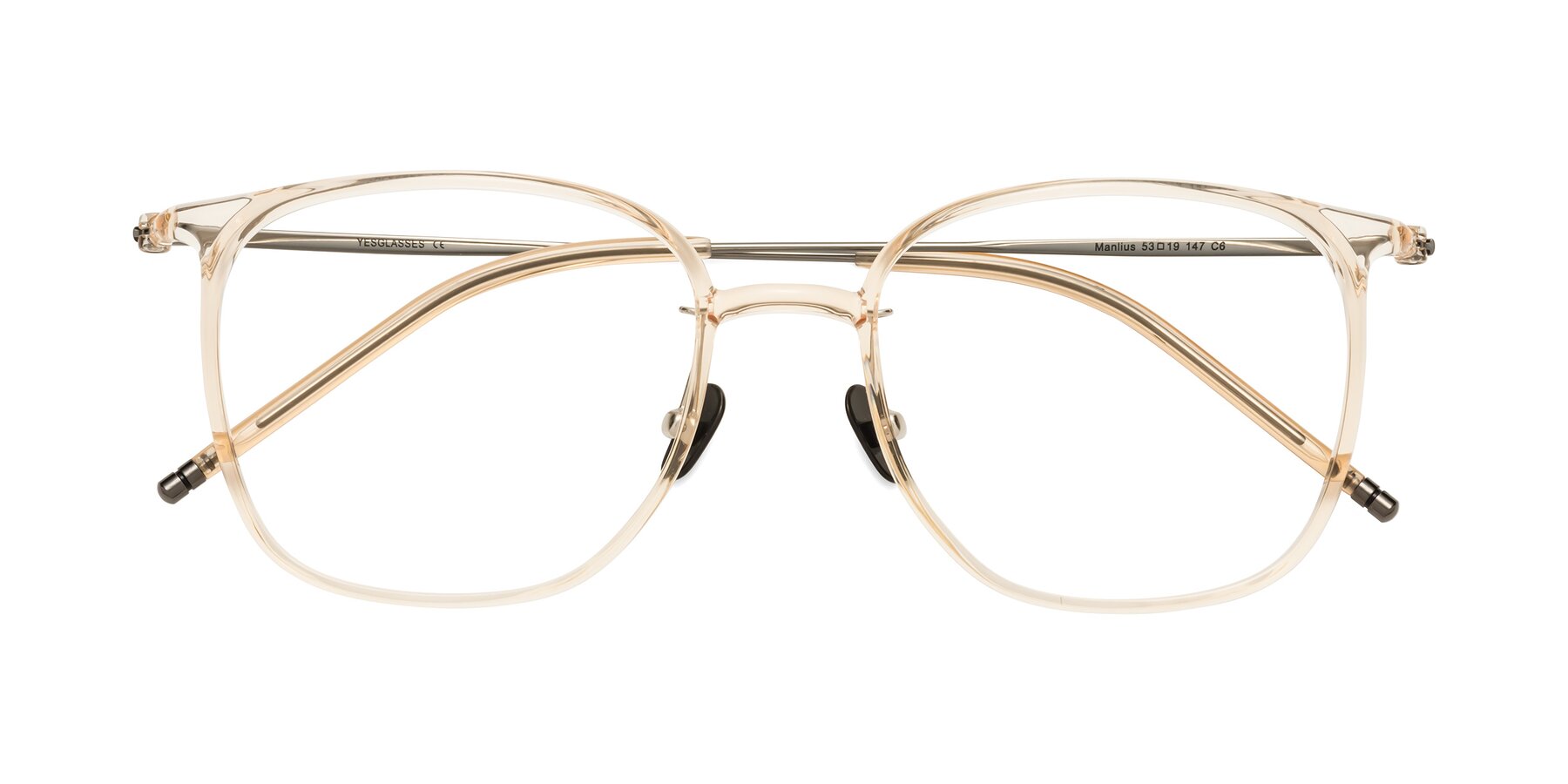 Folded Front of Manlius in Light Yellow with Clear Reading Eyeglass Lenses