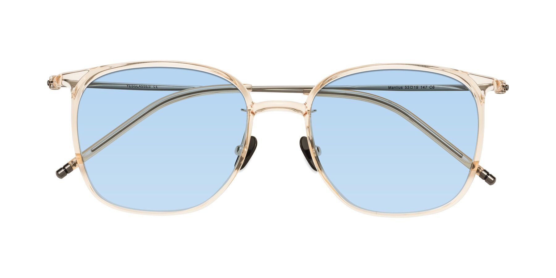 Folded Front of Manlius in Light Yellow with Light Blue Tinted Lenses