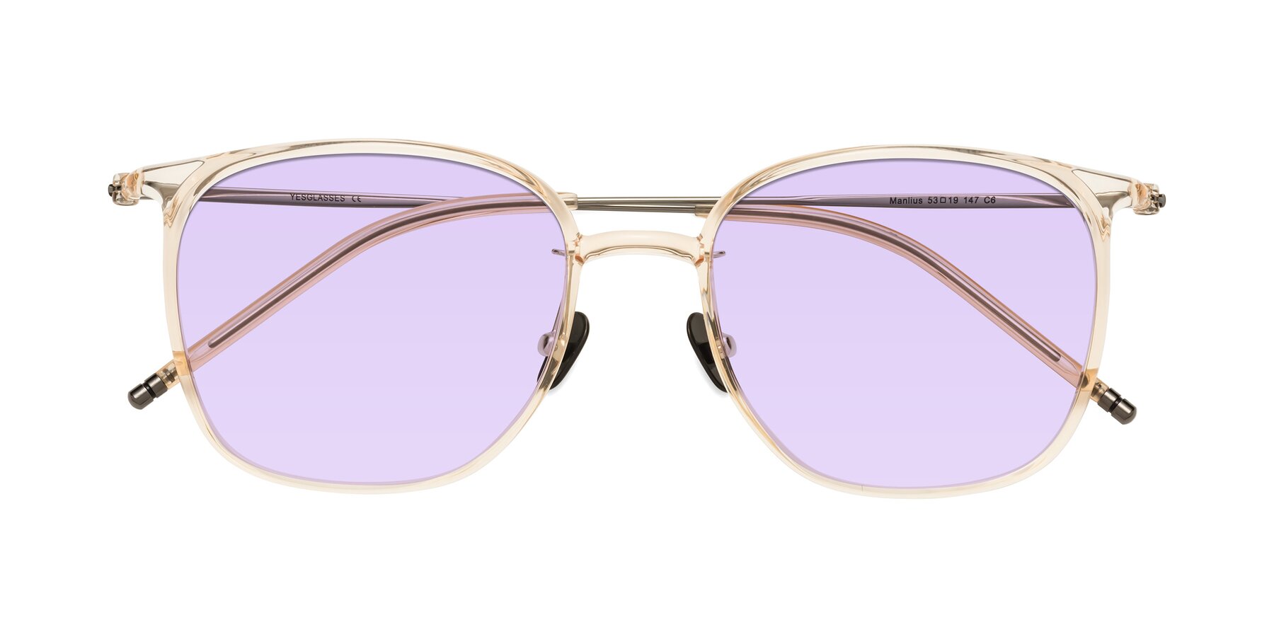 Folded Front of Manlius in Light Yellow with Light Purple Tinted Lenses