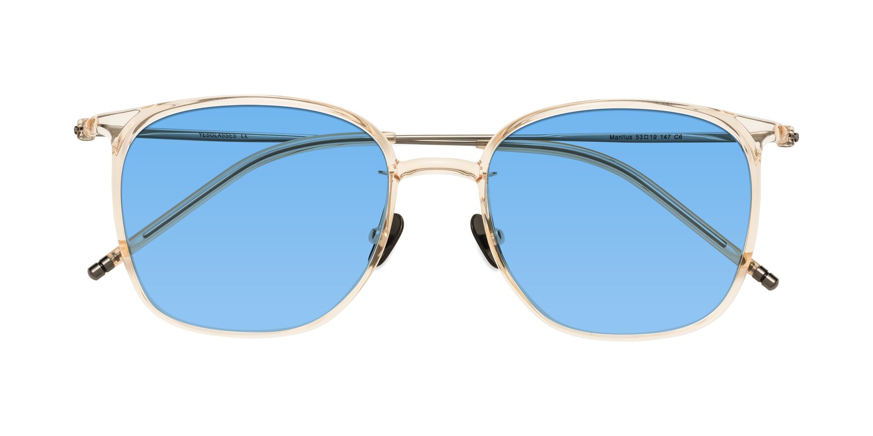 Folded Front of Manlius in Light Yellow with Medium Blue Tinted Lenses