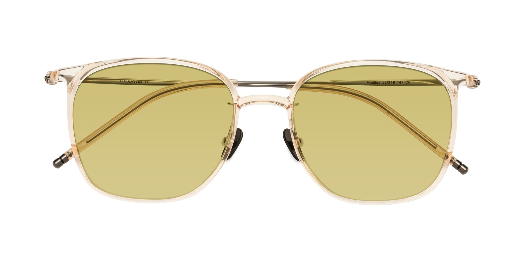 Folded Front of Manlius in Light Yellow with Medium Champagne Tinted Lenses