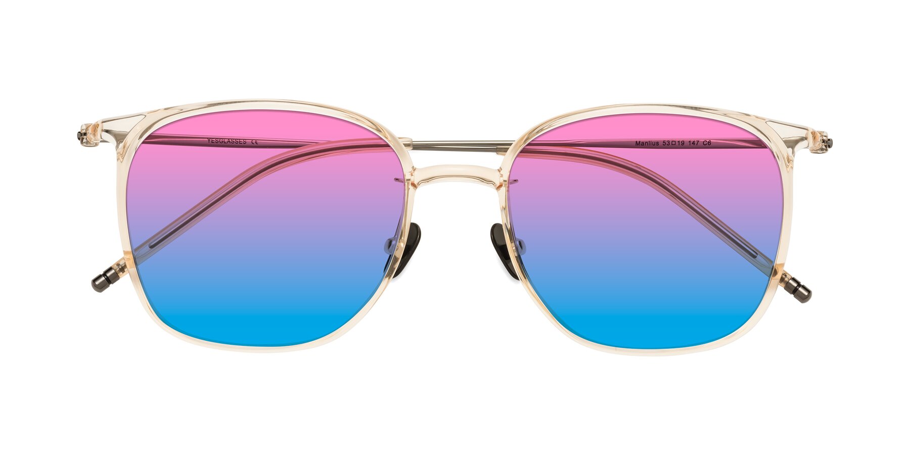 Folded Front of Manlius in Light Yellow with Pink / Blue Gradient Lenses