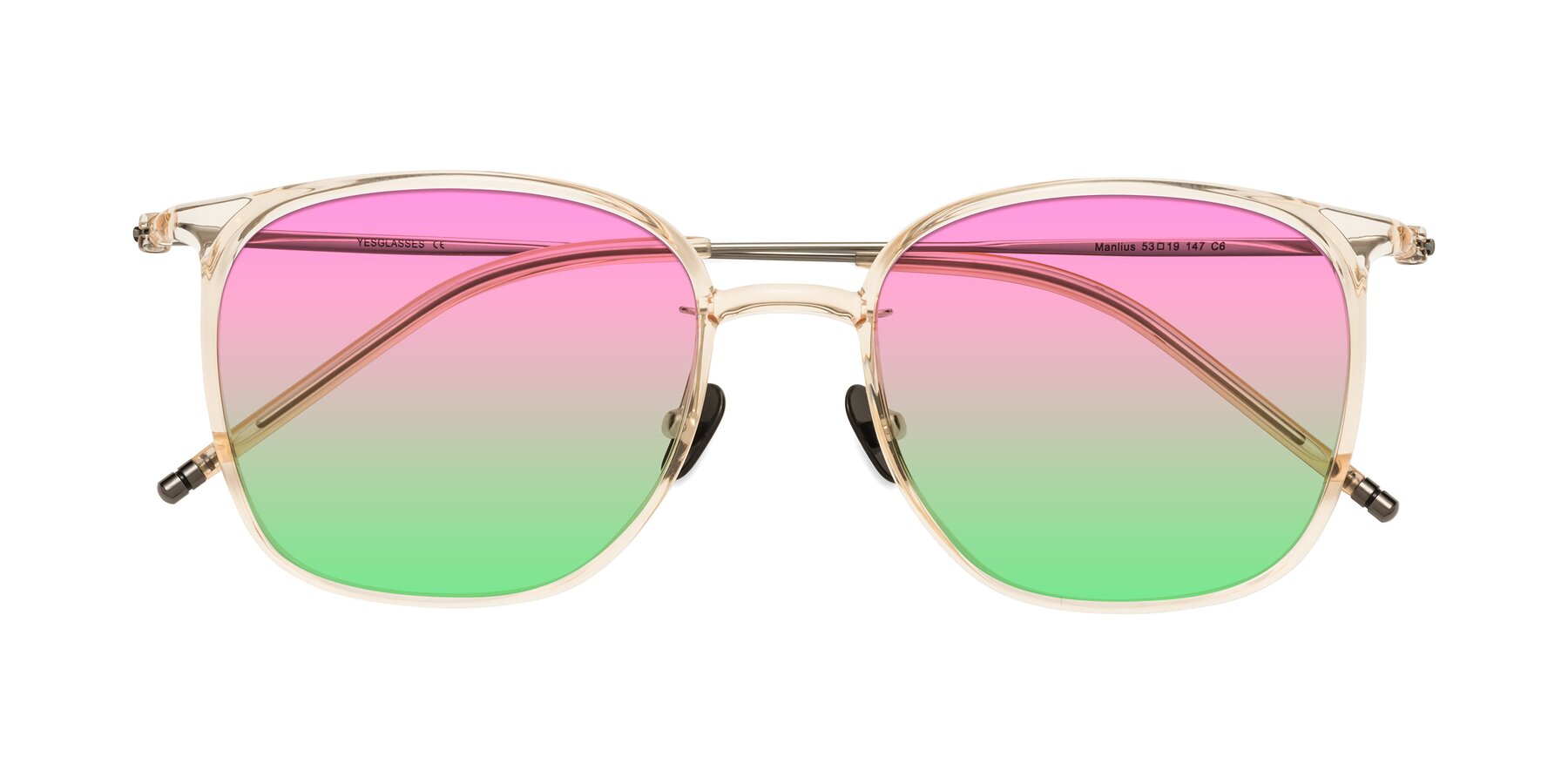Folded Front of Manlius in Light Yellow with Pink / Green Gradient Lenses