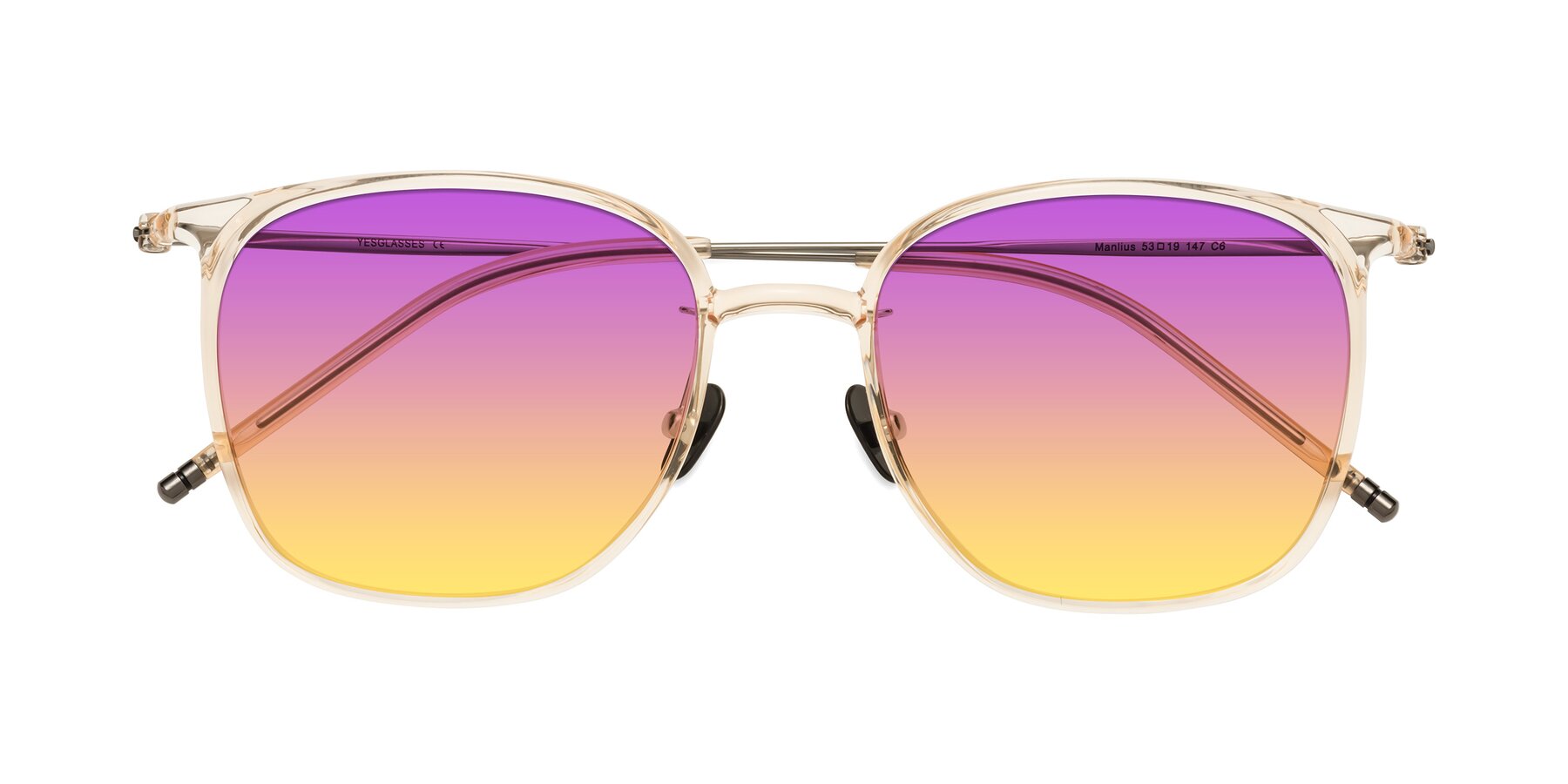 Folded Front of Manlius in Light Yellow with Purple / Yellow Gradient Lenses