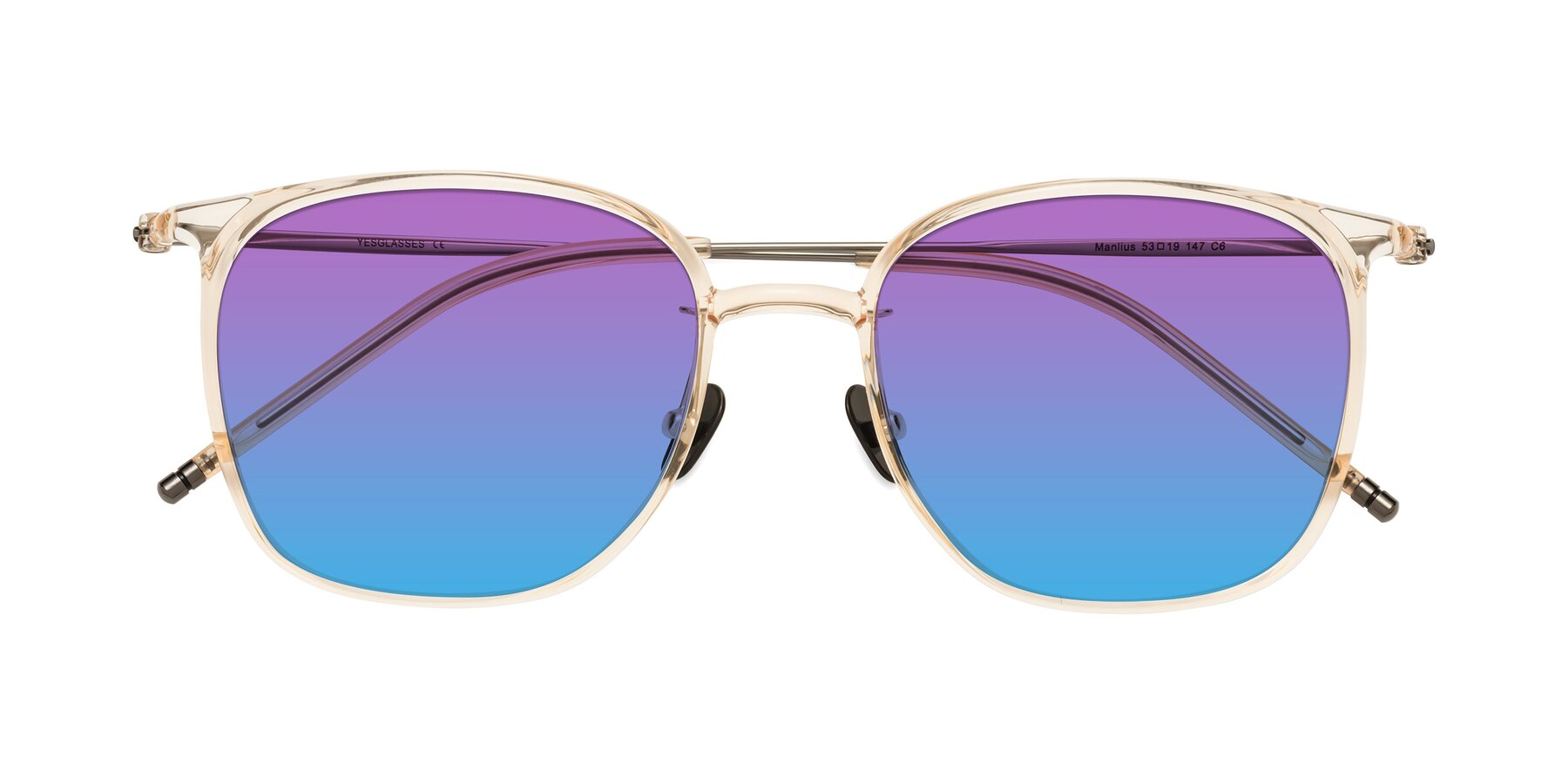 Folded Front of Manlius in Light Yellow with Purple / Blue Gradient Lenses