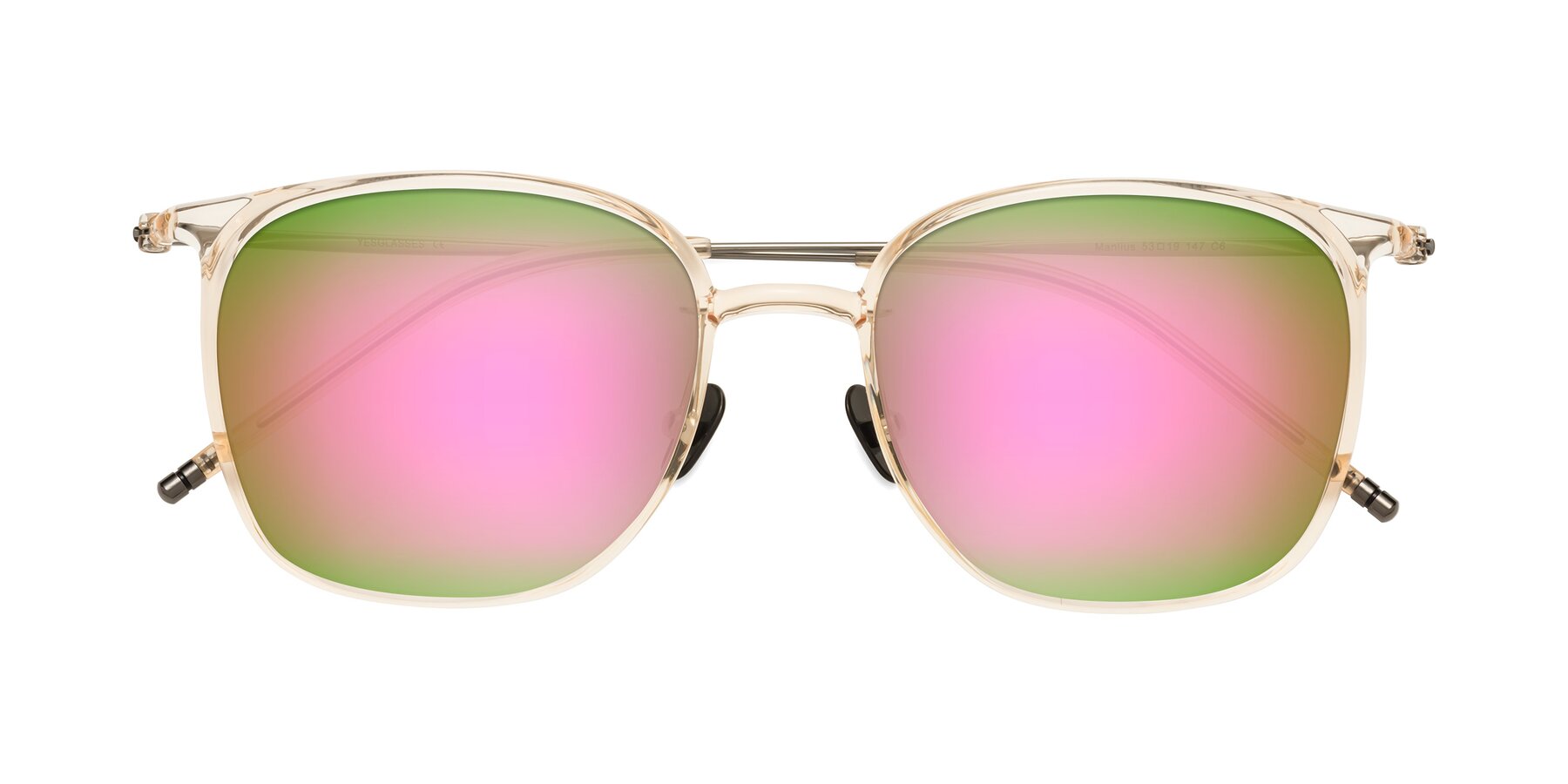 Folded Front of Manlius in Light Yellow with Pink Mirrored Lenses