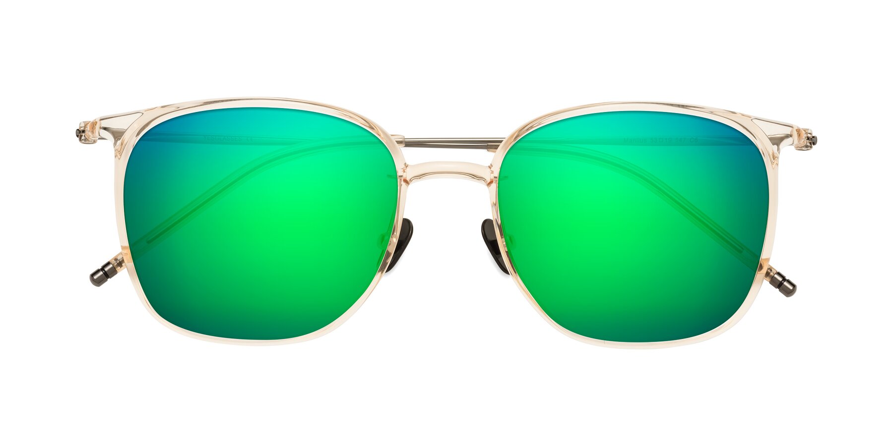 Folded Front of Manlius in Light Yellow with Green Mirrored Lenses