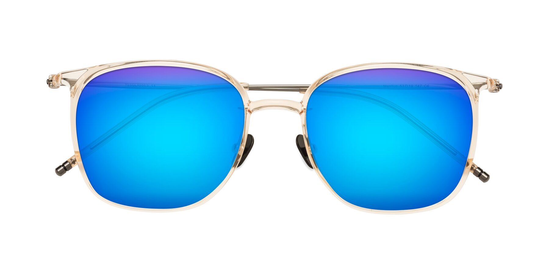 Folded Front of Manlius in Light Yellow with Blue Mirrored Lenses