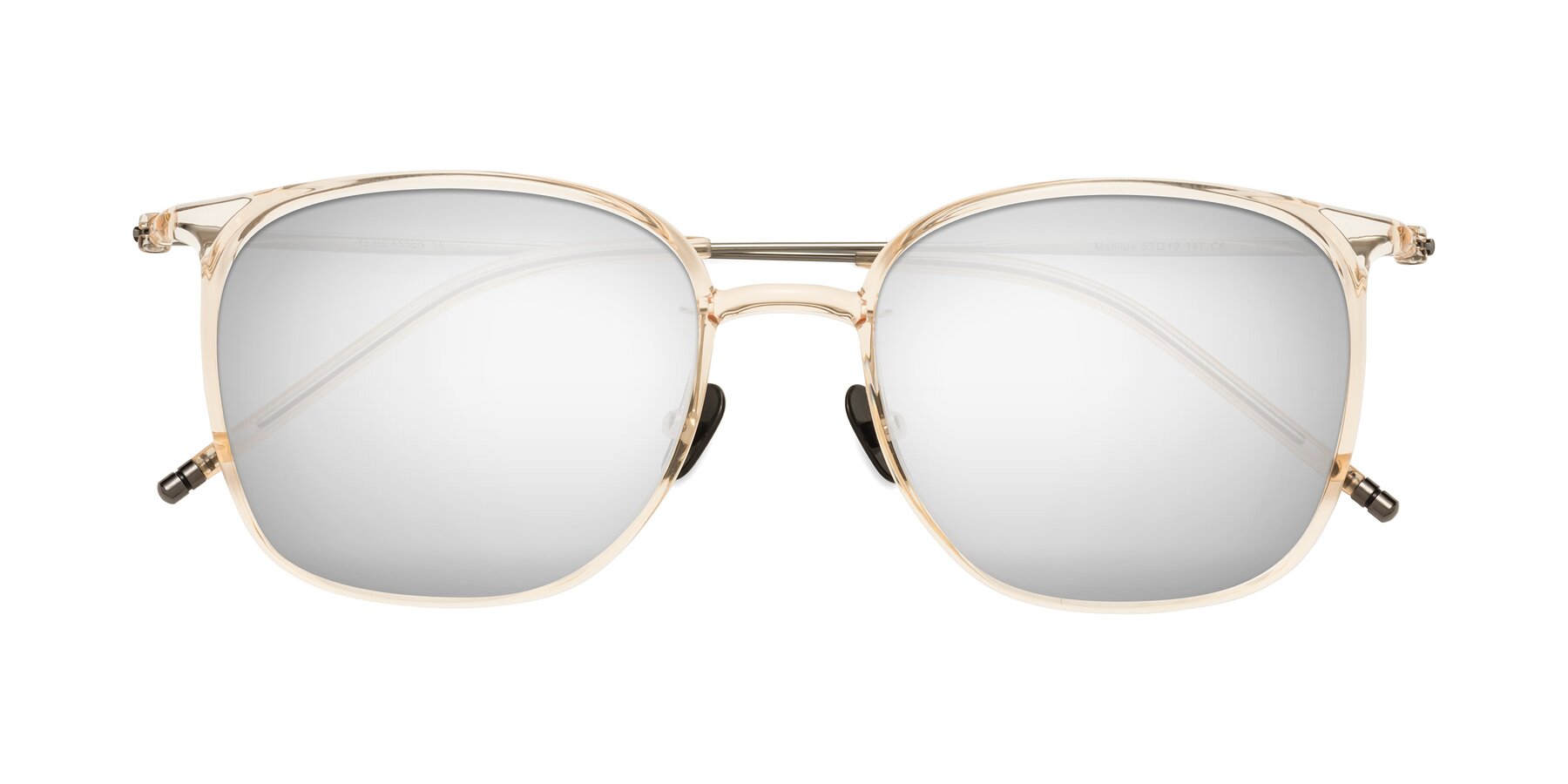 Folded Front of Manlius in Light Yellow with Silver Mirrored Lenses