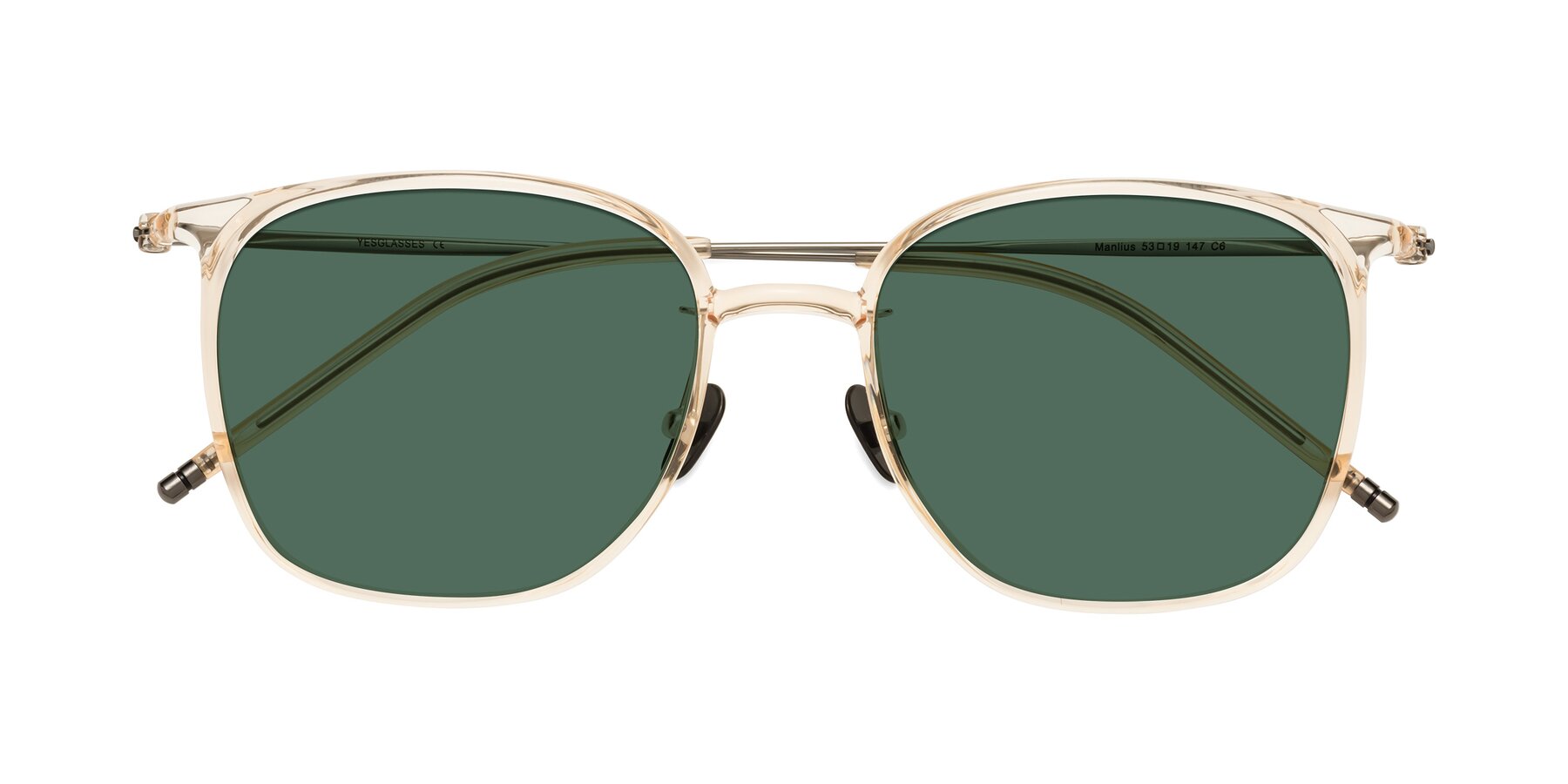 Folded Front of Manlius in Light Yellow with Green Polarized Lenses