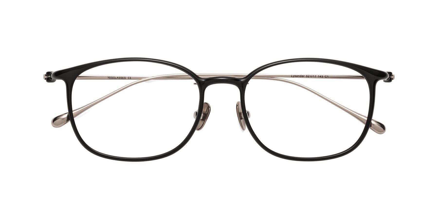 Folded Front of Lysander in Black with Clear Eyeglass Lenses