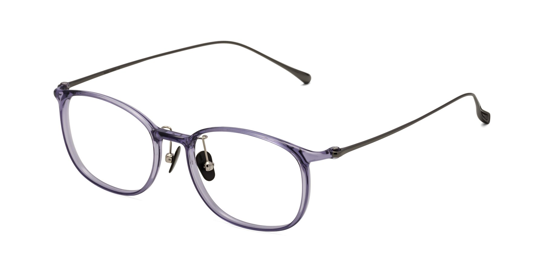 Angle of Lysander in Violet with Clear Eyeglass Lenses