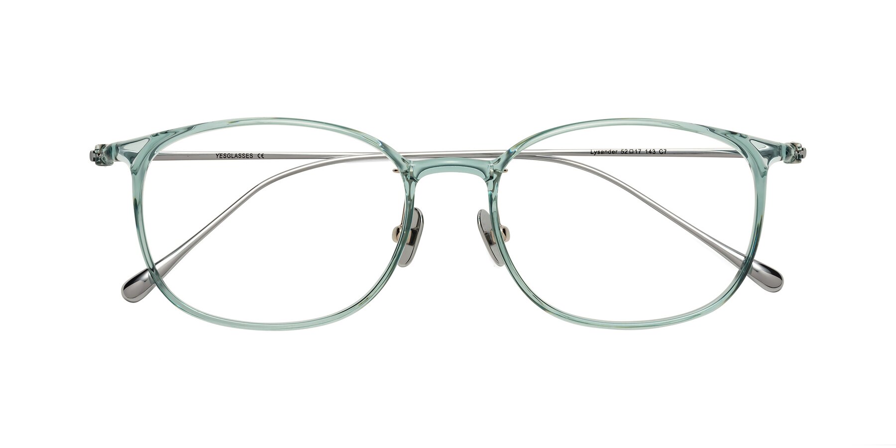 Folded Front of Lysander in Mint with Clear Eyeglass Lenses