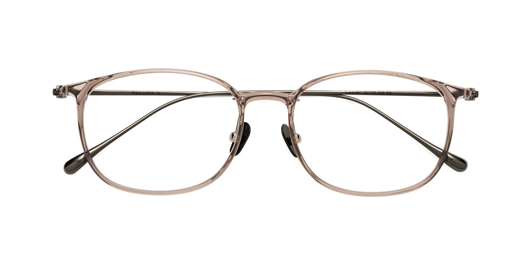 Folded Front of Lysander in Earl Grey with Clear Eyeglass Lenses