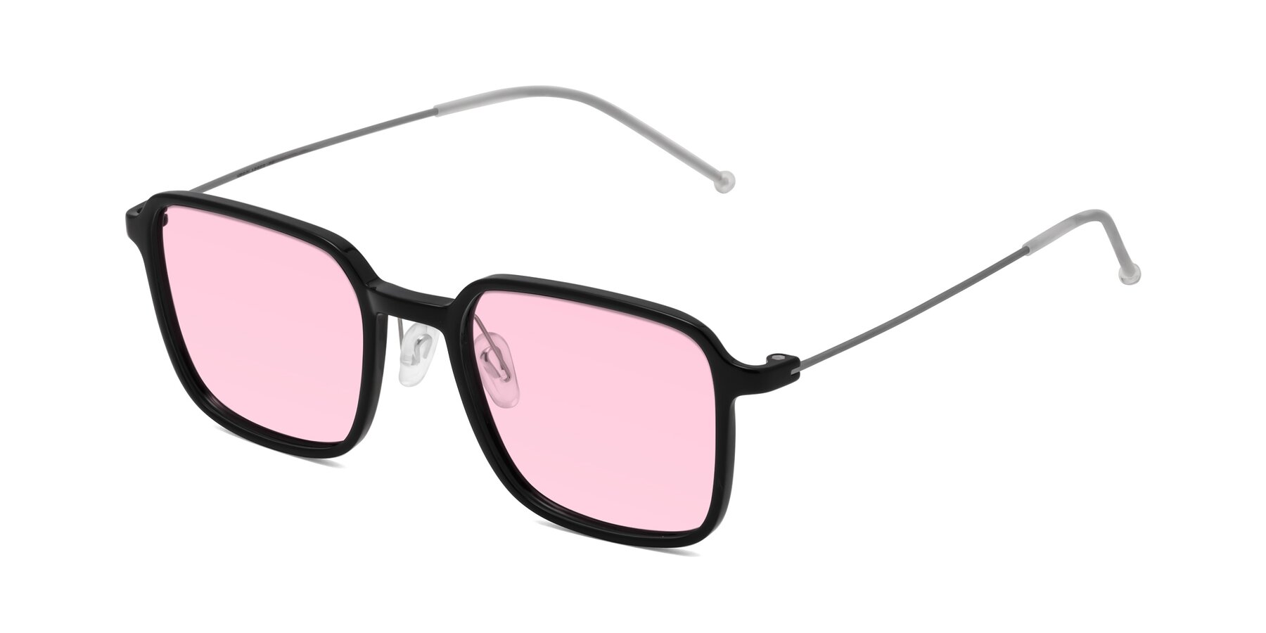 Angle of Pompey in Black with Light Pink Tinted Lenses