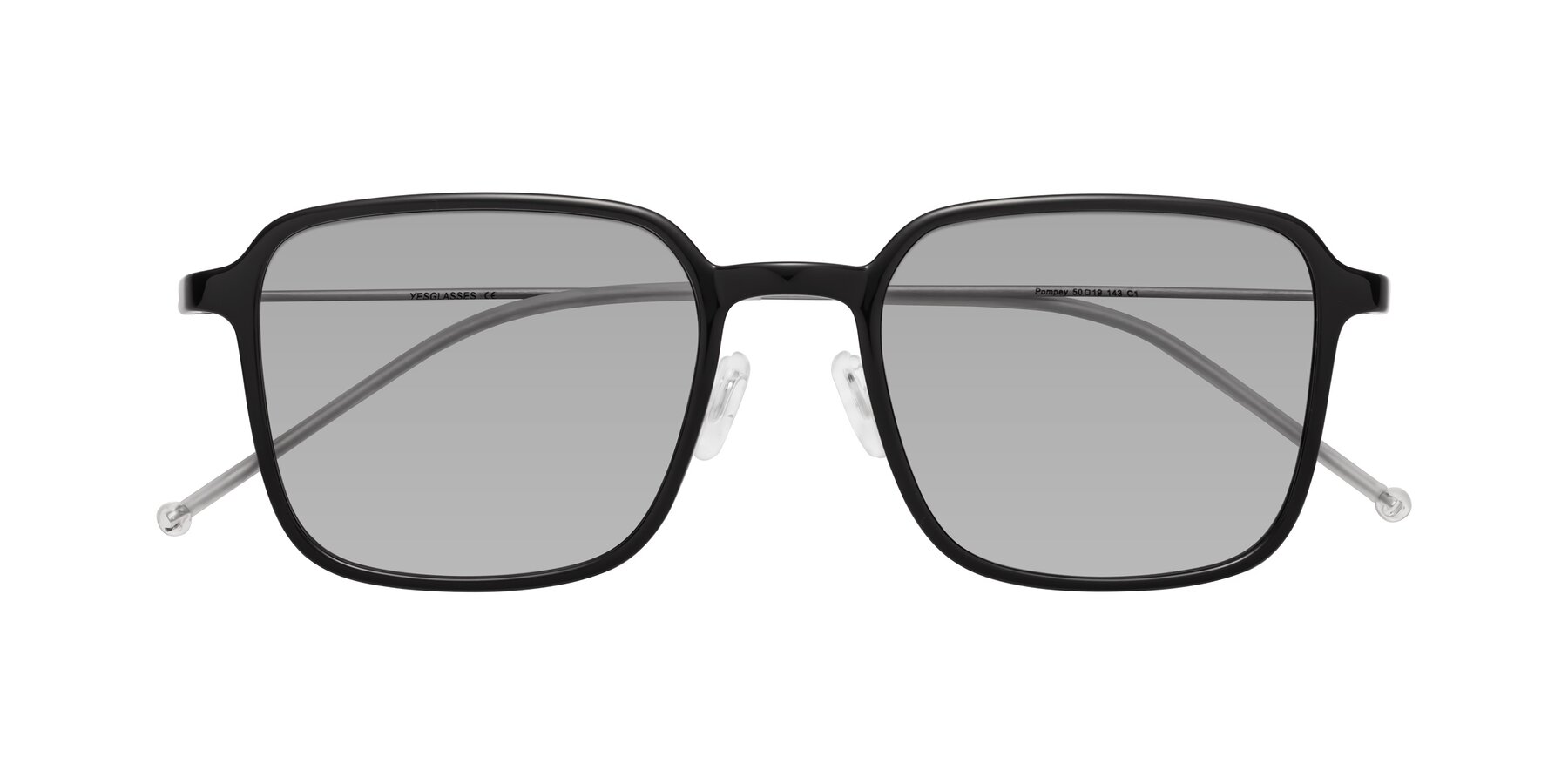 Folded Front of Pompey in Black with Light Gray Tinted Lenses