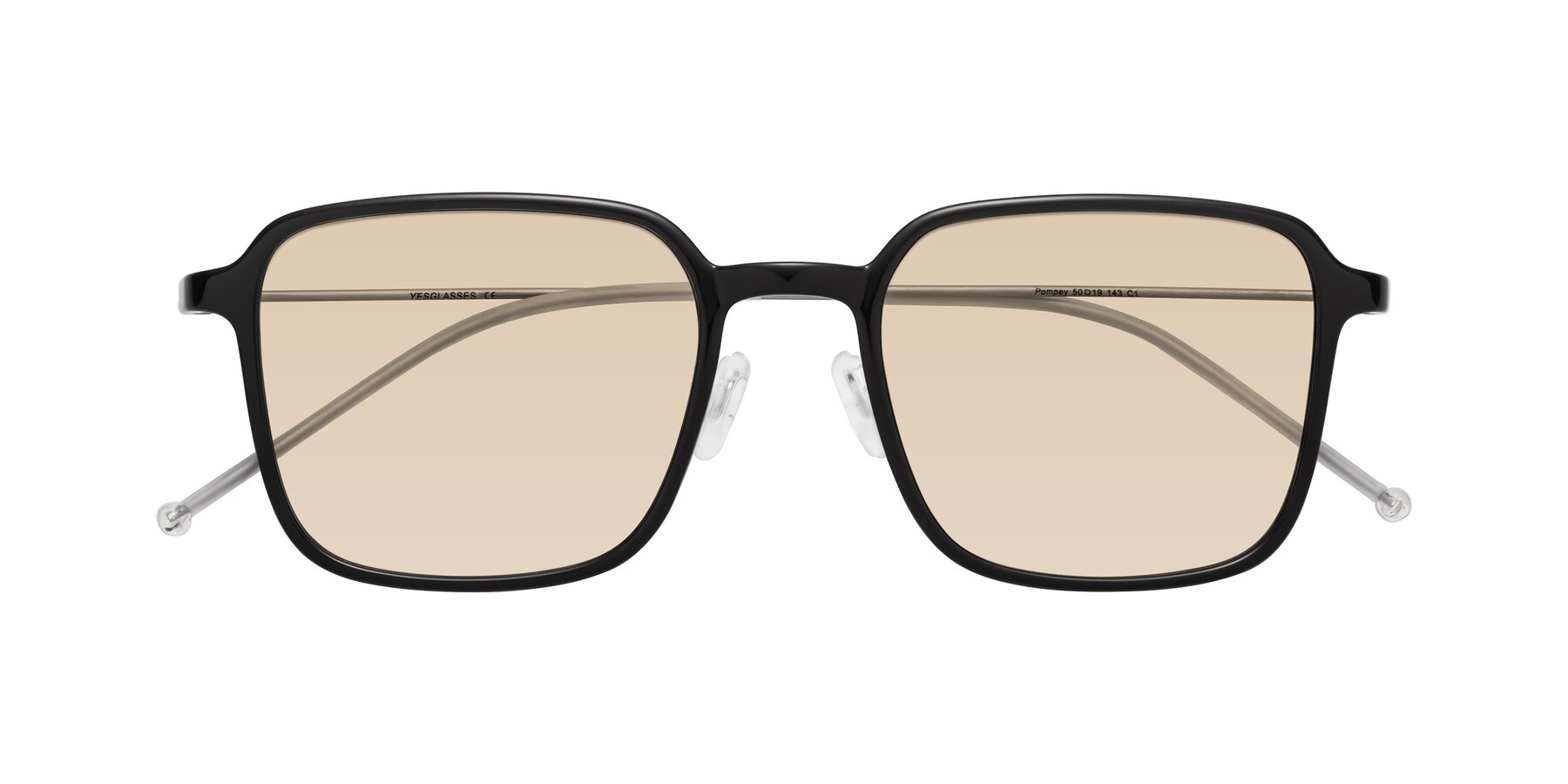 Folded Front of Pompey in Black with Light Brown Tinted Lenses