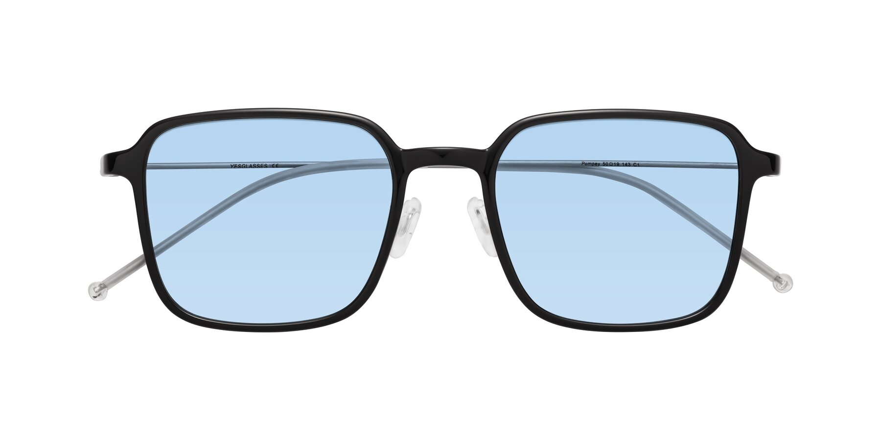 Folded Front of Pompey in Black with Light Blue Tinted Lenses