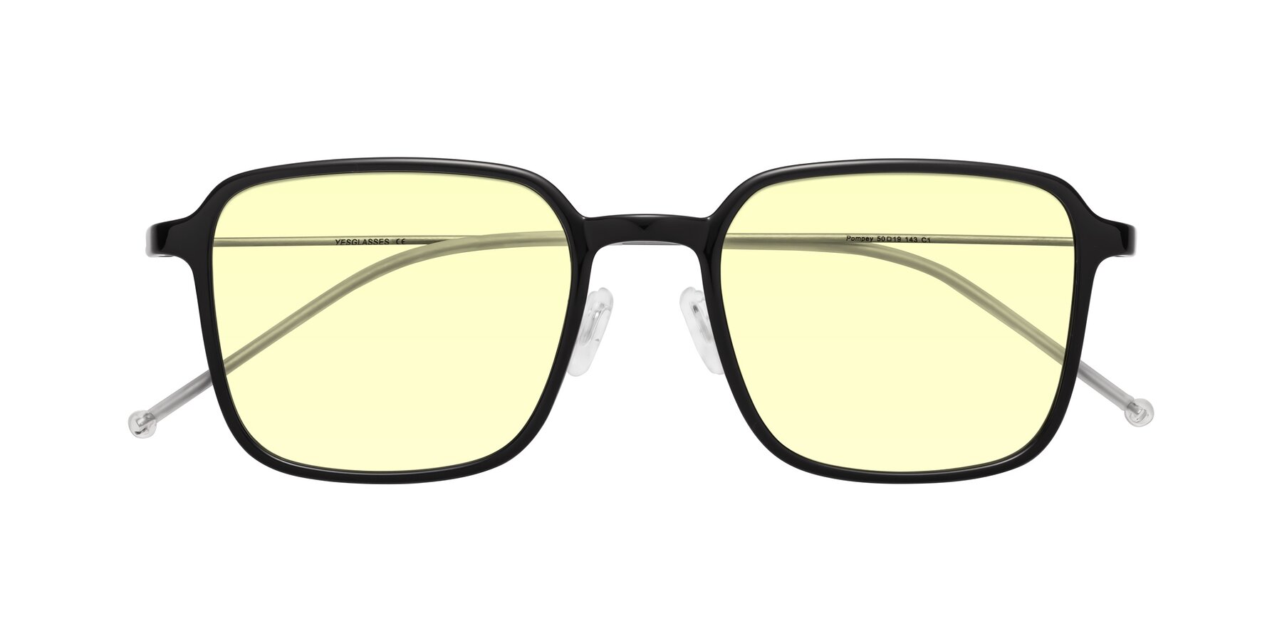 Folded Front of Pompey in Black with Light Yellow Tinted Lenses