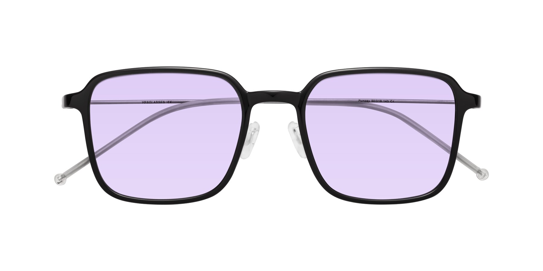 Folded Front of Pompey in Black with Light Purple Tinted Lenses