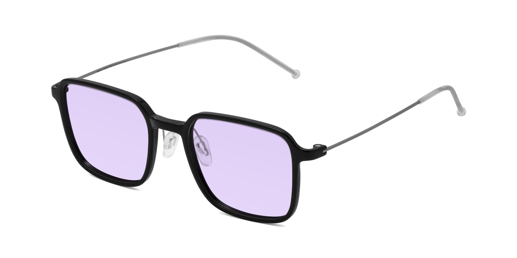 Angle of Pompey in Black with Light Purple Tinted Lenses