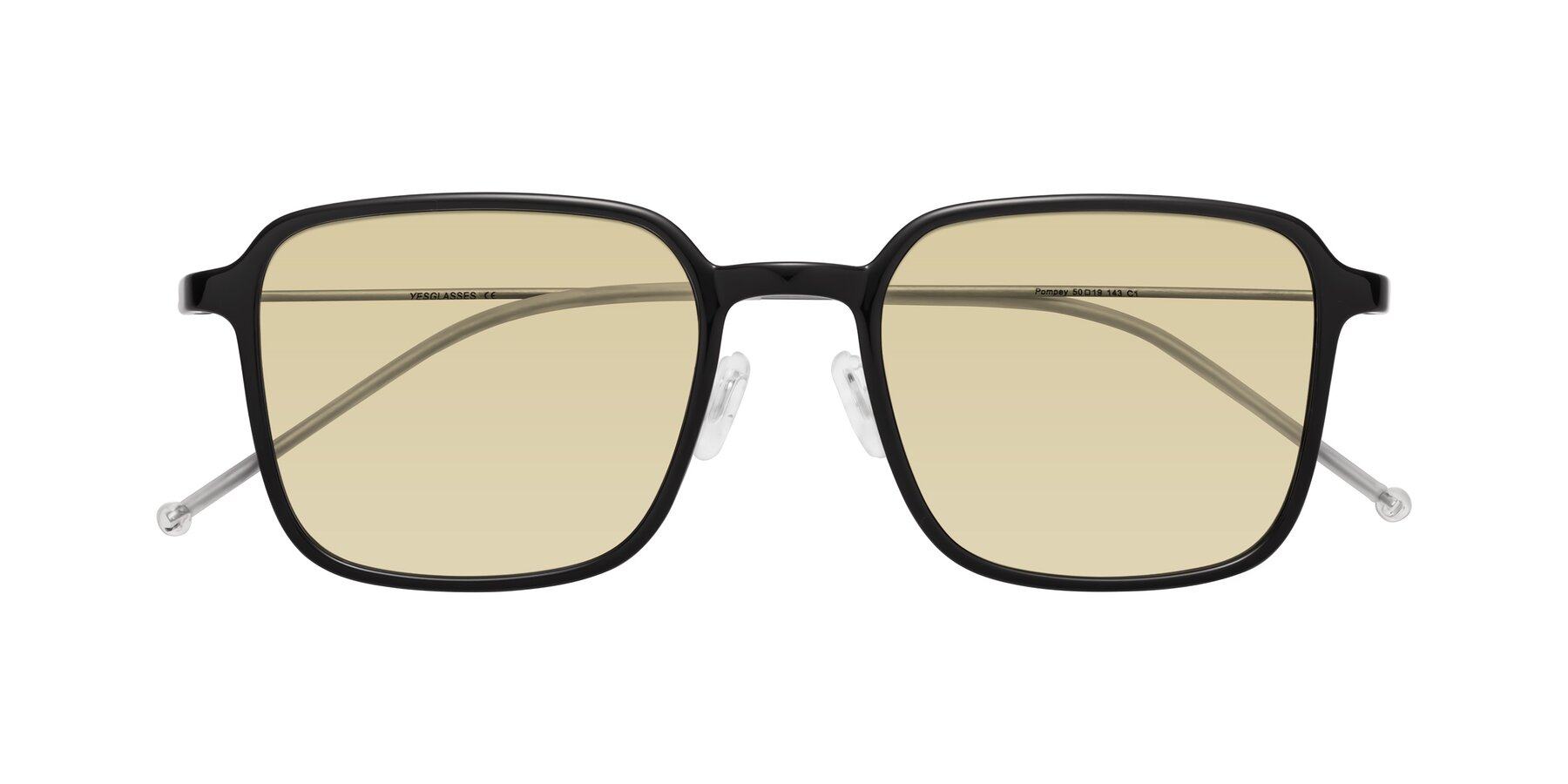 Folded Front of Pompey in Black with Light Champagne Tinted Lenses