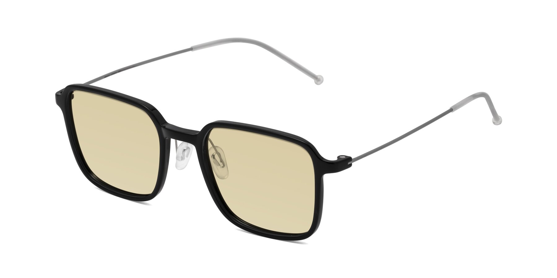 Angle of Pompey in Black with Light Champagne Tinted Lenses