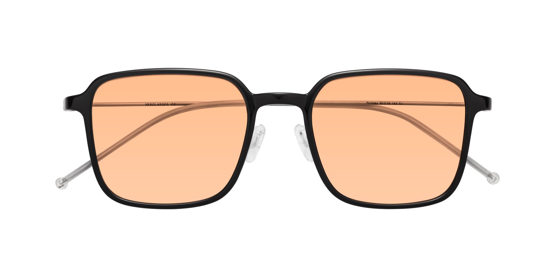 Folded Front of Pompey in Black with Light Orange Tinted Lenses