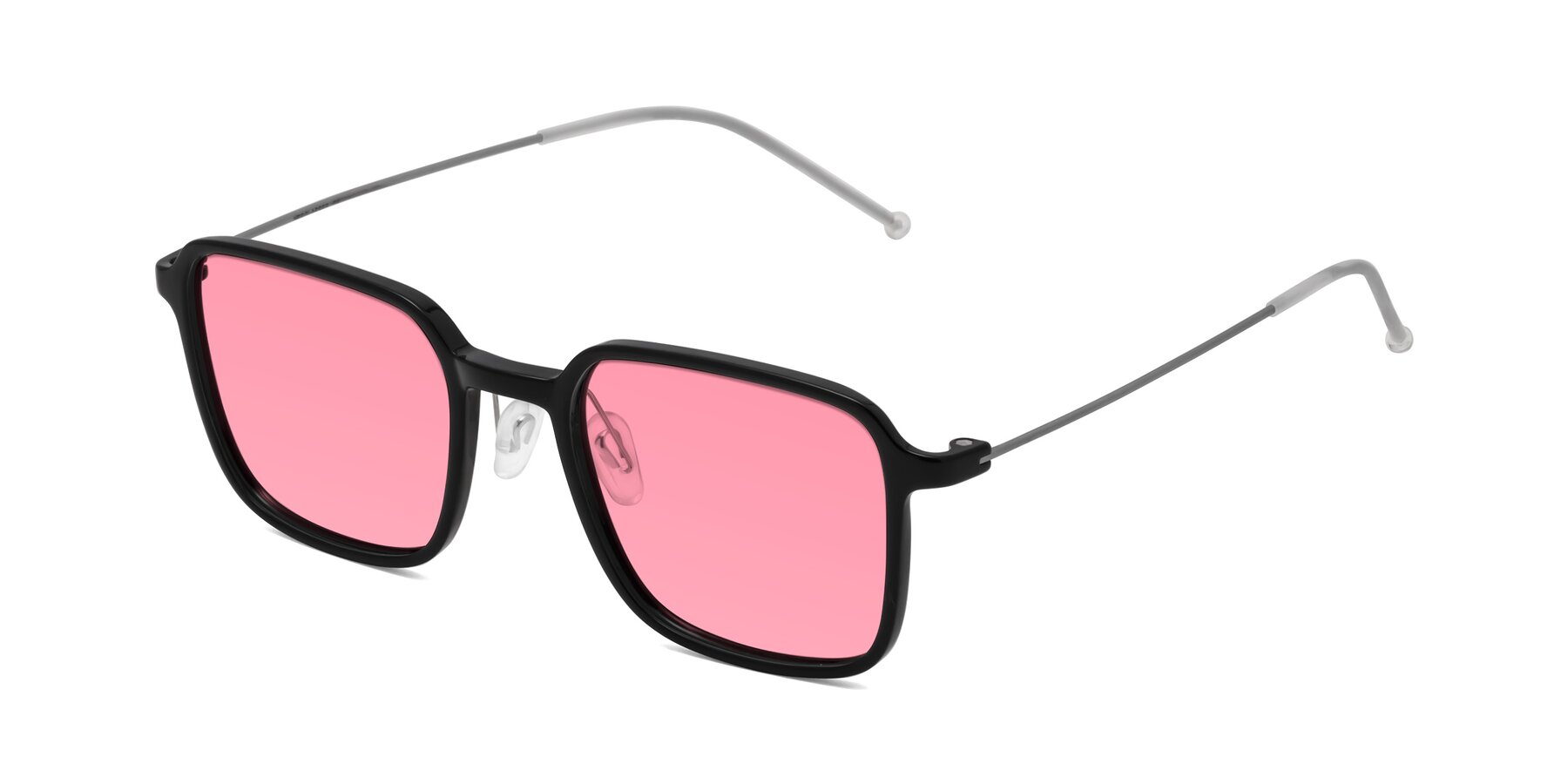 Angle of Pompey in Black with Pink Tinted Lenses