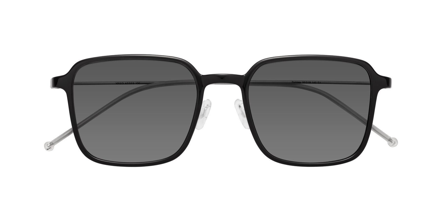 Folded Front of Pompey in Black with Medium Gray Tinted Lenses