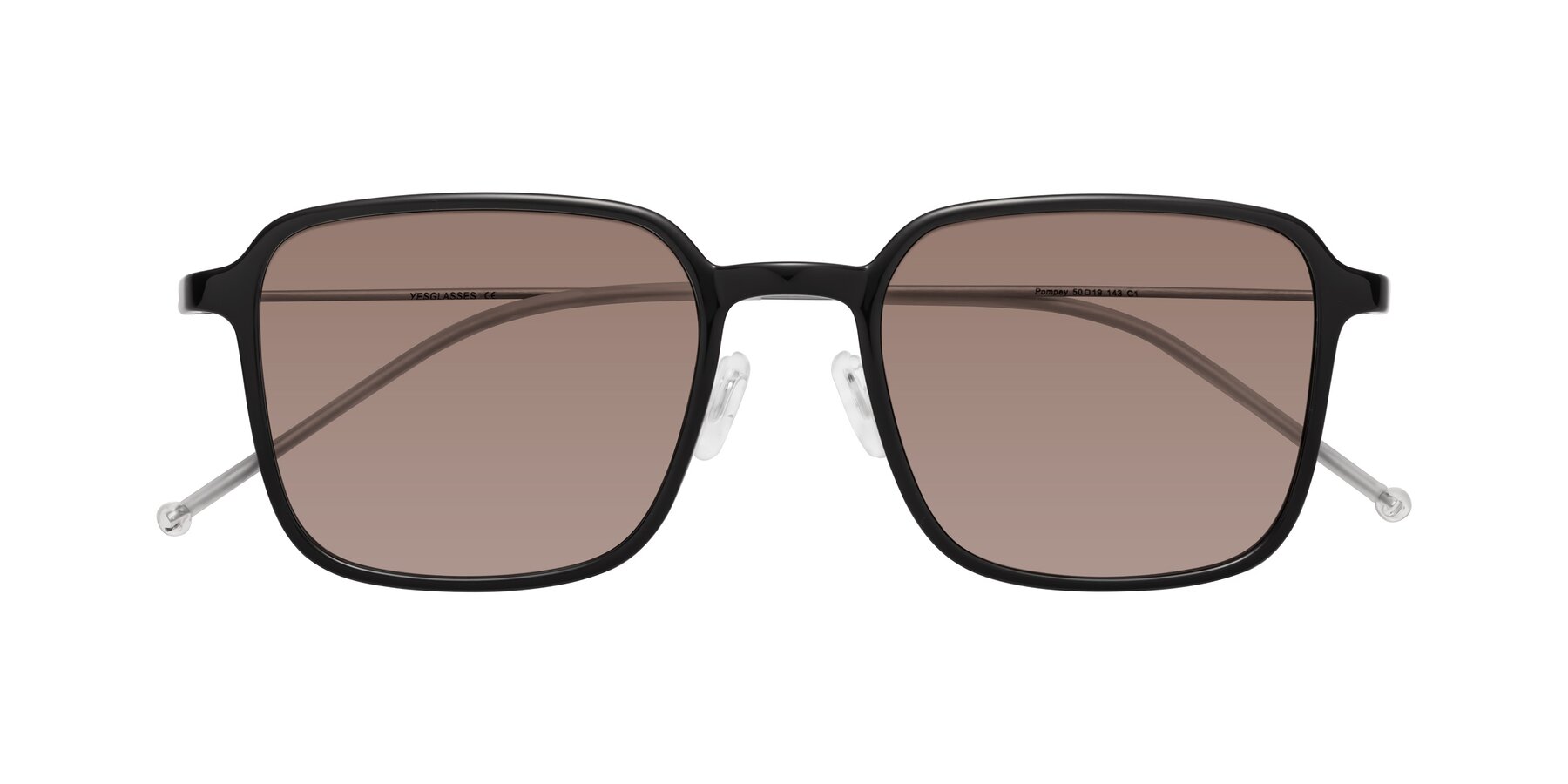Folded Front of Pompey in Black with Medium Brown Tinted Lenses