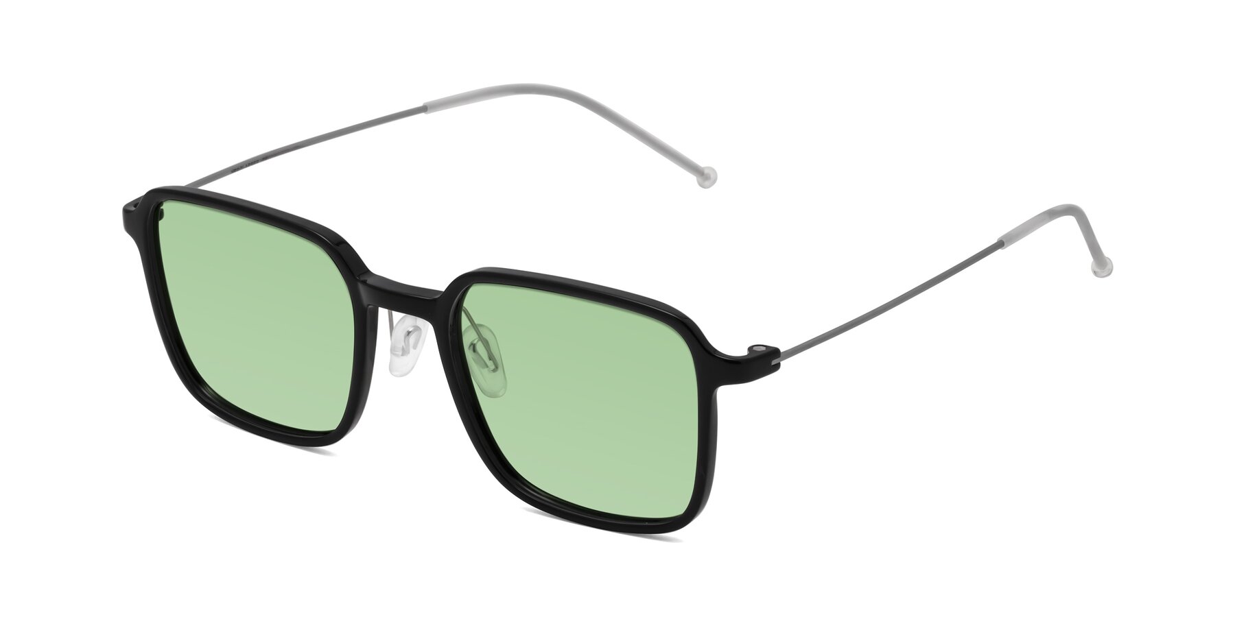 Angle of Pompey in Black with Medium Green Tinted Lenses