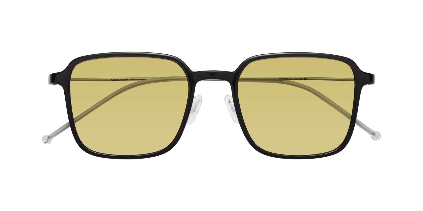 Folded Front of Pompey in Black with Medium Champagne Tinted Lenses