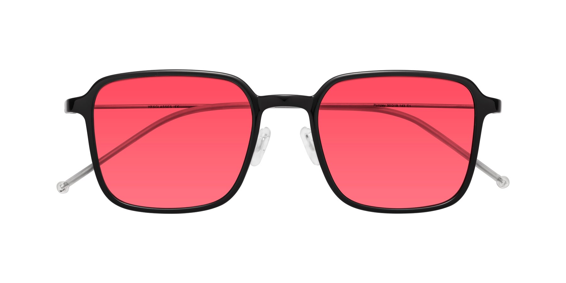 Folded Front of Pompey in Black with Red Tinted Lenses