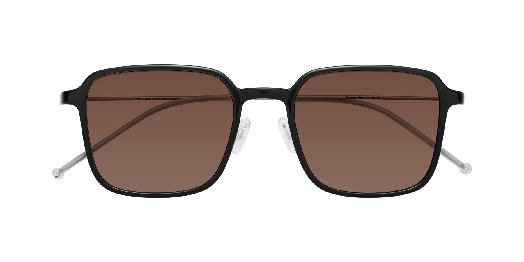 Folded Front of Pompey in Black with Brown Tinted Lenses