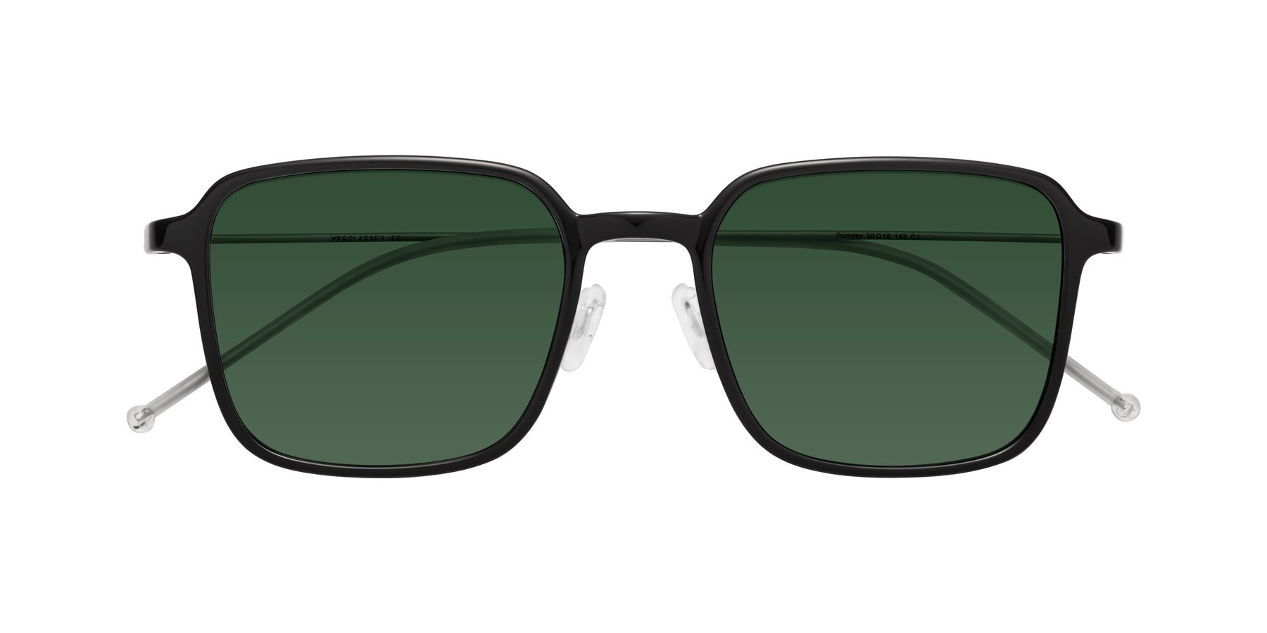 Folded Front of Pompey in Black with Green Tinted Lenses