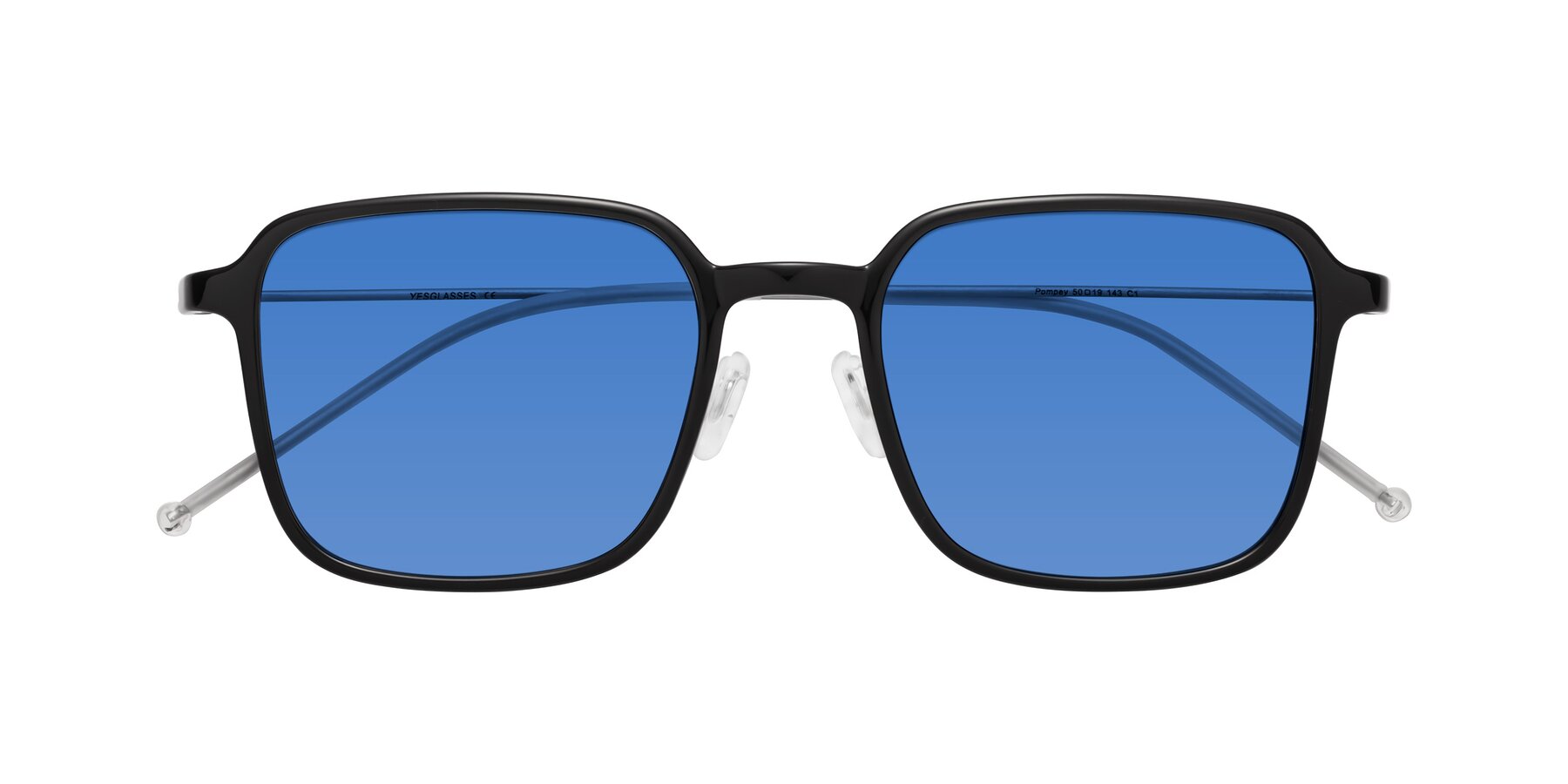 Folded Front of Pompey in Black with Blue Tinted Lenses