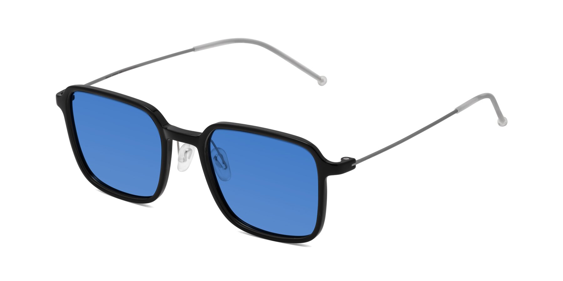 Angle of Pompey in Black with Blue Tinted Lenses