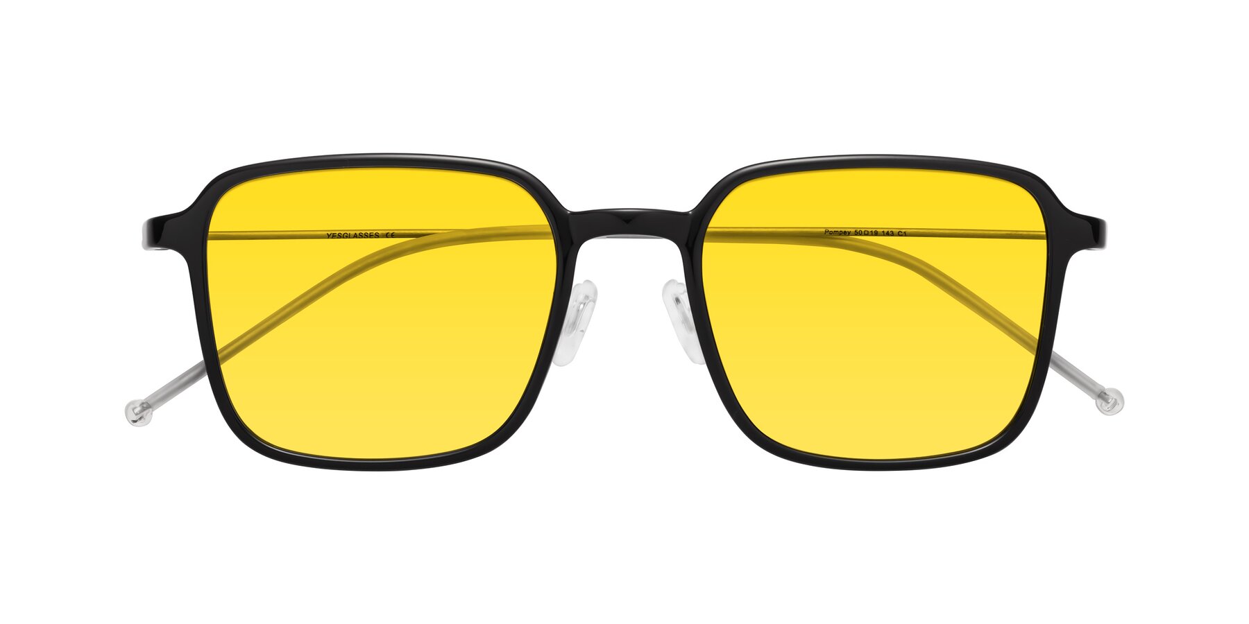 Folded Front of Pompey in Black with Yellow Tinted Lenses