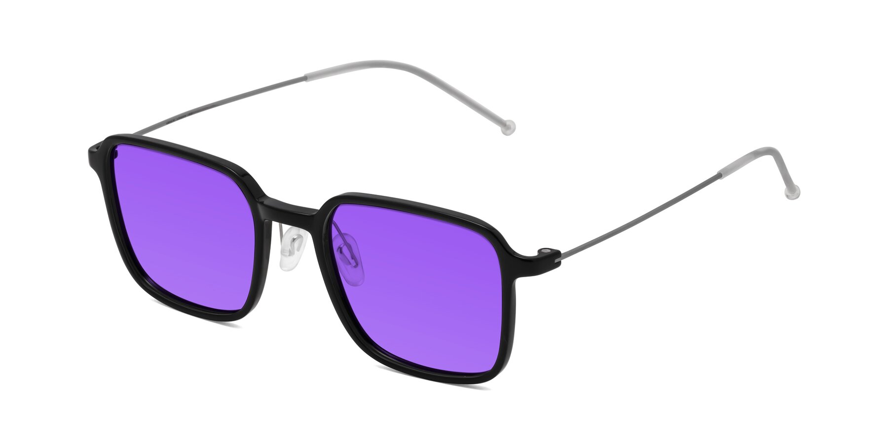 Angle of Pompey in Black with Purple Tinted Lenses