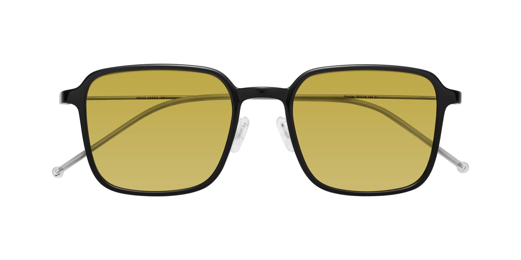 Folded Front of Pompey in Black with Champagne Tinted Lenses